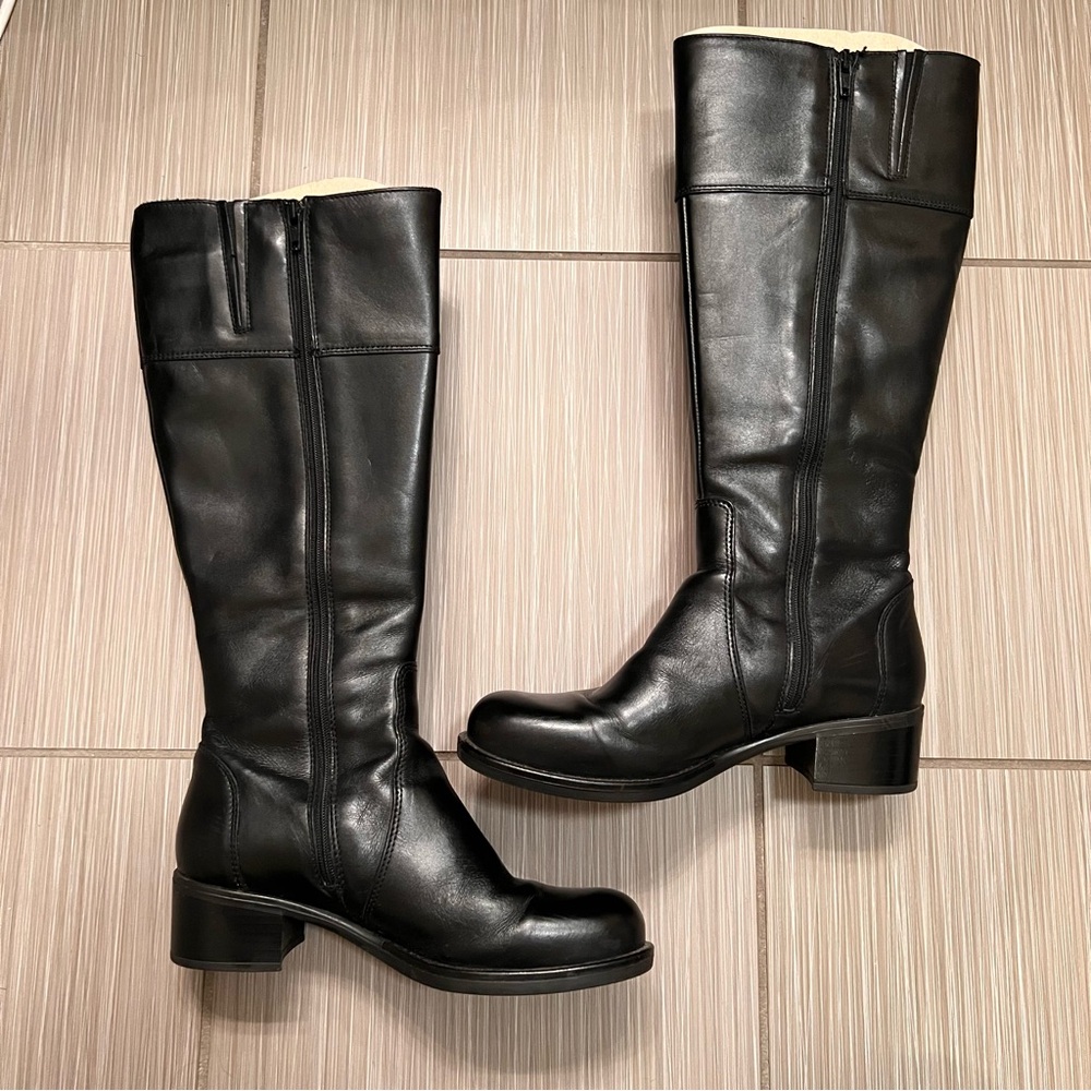 La Canadienne Passion Black Leather Knee high boots luxury riding 6 block heel - Picture 7 of 12